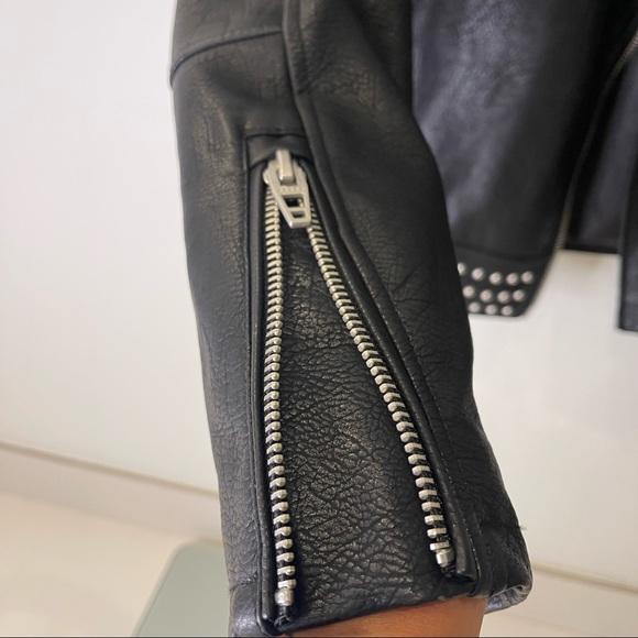 SOLD BlankNYC black faux leather biker jacket with silver studded detailing - Picture 7 of 10